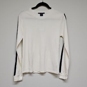 Ralph Lauren Golf Rib Knit Tee, Cream Navy, Size L, NWT